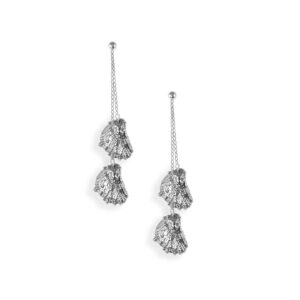 Small Eastern Oyster Double Drop Chain Earring with Pearl