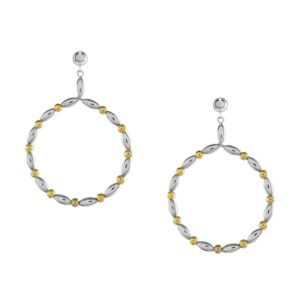 Charleston Rice Bead Medium Hoop Earring with Gold Filled Accent Beads