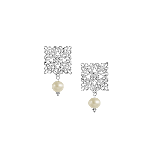 St. Michael's Post Earrings with Freshwater Pearl