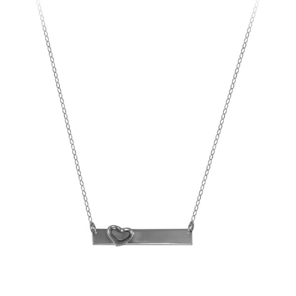 Bar Necklace with Floating Heart