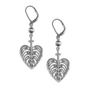 Philip Simmons Heart with Cross Drop Earrings with Ball