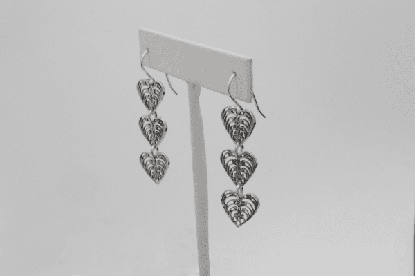 Philip Simmons Triple Mini Sterling Silver Heart French Hook Earrings - Image 2