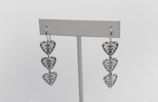 Philip Simmons Triple Mini Sterling Silver Heart French Hook Earrings